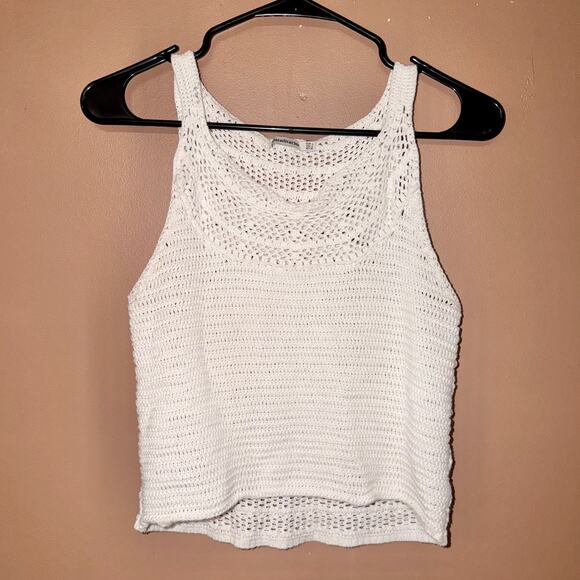 Stradivarius Women's White Knit Crop Sleeveless Top - Size Large - Picture 1 of 7